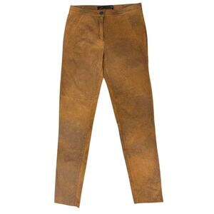 Zara Faux Suede Pants Womens Size XS Tan Brown Trousers